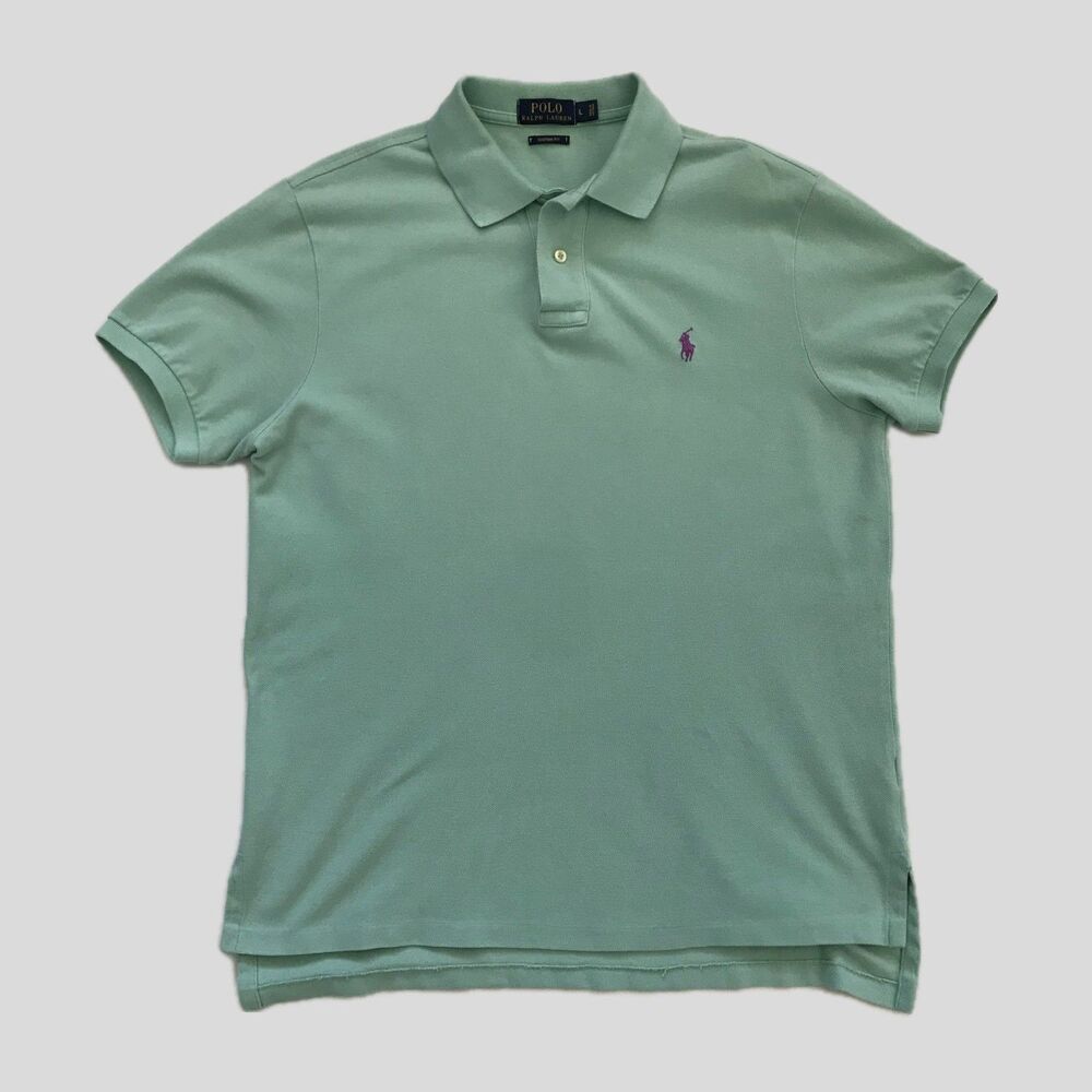 Polo Ralph Lauren Pastel Green Cotton Preppy Short Sleeve Casual Shirt Mens L
